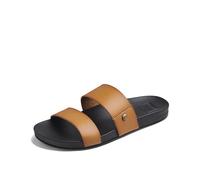 REEF Cushion Vista Women's Fashion Slide Sandal, Vegan Leather Strap, Ultra Soft Cushion Footbed, Cognac Black, 9