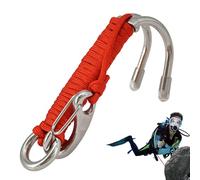 Reef Drift Hook - Crochet de plongée à double tête en acier inoxydable 316 de 135 mm avec corde de sécurité | Crochets doubles résistants à l'eau de mer pour la plongée en grotte | Équipement de