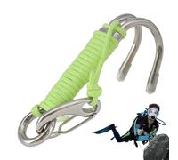 Reef Drift Hook - Crochet de plongée à double tête en acier inoxydable 316 de 135 mm avec corde de sécurité | Crochets doubles résistants à l'eau de mer pour la plongée en grotte | Équipement de