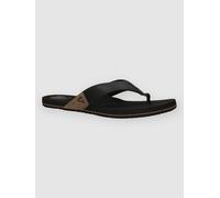 Reef - Tongs en cuir végétal - Newport Black pour Homme en Cuir - Taille 12 US - Noir Noir 12 US