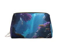 Reef Scenery Trousse à cosmétiques en cuir avec imprimé pour ranger des cosmétiques, etc, doré, Taille unique