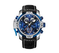 REEF TIGER Montre Automatique Sport Lumineuse en Cuir Haut de Gamme Cadran araignée avec année Mois Calendrier perpétuel Montres mécaniques pour Hommes RGA3532SP (RGA3532SP-YLLB)
