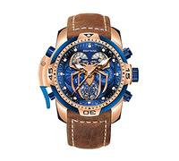 REEF TIGER Montre Automatique Sport Lumineuse en Cuir Haut de Gamme Cadran araignée avec année Mois Calendrier perpétuel Montres mécaniques pour Hommes RGA3532SP (RGA3532SP-PLLO)