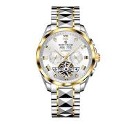 REEF TIGER Montre mécanique à trois fenêtres en acier inoxydable avec calendrier terminé, étanche, pour homme RGA8235, Rga8235-twt, Mode