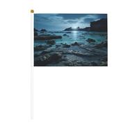 Reefs by the Sea - Lot de 6 et 12 petits drapeaux sur bâtons - Durable 14 x 21 cm - Mini drapeaux pour cour, jardin et décoration extérieure
