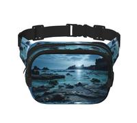 Reefs by the Sea Square Sac banane double couche avec bandoulière réglable Idéal pour les sports de plein air, noir, One Size