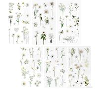 REEKNOKOL 12 Feuilles d'autocollants Fleurs, Marguerites Naturelles, Autocollants Floraux en Vinyle pour Scrapbooking, Cartes, Ordinateur Portable, Loisirs créatifs, Bouteilles, Journal Intime