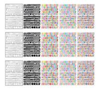 REEKNOKOL 15 Feuilles de Stickers Lettres, Chiffres et Lettres de l'alphabet, Autocollants artistiques pour décoration, Loisirs créatifs et Scrapbooking (5 Styles)
