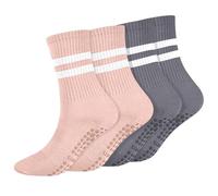 REEKNOKOL 2 paires de chaussettes de Yoga avec poignées, chaussettes antidérapantes de Pilates, chaussettes à longue poignée pour femmes et filles, gymnastique à domicile, sport