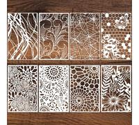 REEKNOKOL Stencils en Tissu, 8 pcs. Vorlages Réutilisables pour Artisanat Fleurs Scrapbook Pinture DIY Décoration Murale Carrelage (Insectes Fleurs)