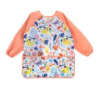 REEKNOKOL Tablier pour enfants, de 3 à 8 ans, tablier imperméable pour enfants, tablier de peinture à manches longues pour enfants, avec poche pour peindre, cuisiner, manger, arts et artisanat (rose)