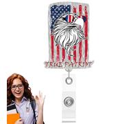Reel du 4 juillet, support de drapeau | Design brillant 4 juillet Coût du drapeau, bobine de veste de costume, épingles de drapeau patriotique rétractable pour fournitures scolaires