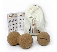 Reelax.me Lot de 2 balles de massage en liège naturel, sans plastique, dans un sac en coton, idéal pour le dos, la nuque, les pieds, le lama, le selfcare