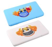 REELAXXX | 2 Set | Boite à Masque Enfant | Rangement Masque | Range Masque Réutilisable | Pochette Original | Etui Rigide protection | Fille Garçon | Emoji | Lot Boîtes (2U, Blanc/Bleu 2)