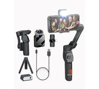 Reelgo Studio Pro - Stabilisateur Smartphone 3 Axes avec Suivi IA, Éclairage LED, Micro-Cravate, Trépied Intégré & Batterie 13H | Gimbal Telephone iPhone Android | Kit Créateurs & Pros