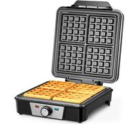 Reemix Gaufrier électrique 1200 W, plaques antiadhésives, température réglable, nettoyage facile, acier inoxydable