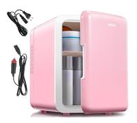 Reemix Mini Frigo de Chambre 6L/9 Canettes, Petit Frigo Portable 240V/12V, Mode Silencieux, Fonction Chaud et Froid, Refrigerateur Petit (pink, 6L)