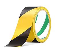 Reemky Bandes de Sécurité 1 Pack 45mmX20m noir et Jaune Auto-adhésif Avertissement de danger ruban adhésif