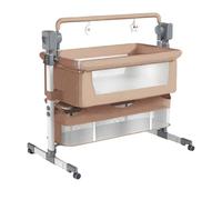 Reenborn Électrique Bluetooth Intelligent Lit Cododo Bebe, Pliable Convertible Cododo Berceau Bébé Co-Sommeil, Lit Bebe avec Matelas, Musique, Télécommande et 5 Vitesses Balancement (601 Brown)