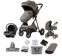 Reenborn Poussette 3 en 1, Poussette Bebe avec Réversible Deux Façons de Pousser, Pousette 3 in 1 avec Conception Pliable en Un Clic, Pousette Trio avec Cadre Aluminium Haute Paysage (YV9 Chocolate)