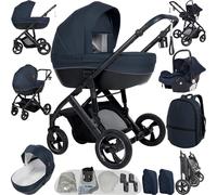 Reenborn Poussette 3 en 1, Poussette Bebe avec Réversible Deux Façons de Pousser, Pousette 3 in 1 avec Conception Pliable en Un Clic, Pousette Trio avec Cadre Aluminium Haute Paysage (V7 Blue)