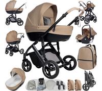 Reenborn Poussette 3 en 1, Poussette Bebe avec Réversible Deux Façons de Pousser, Pousette 3 in 1 avec Conception Pliable en Un Clic, Pousette Trio avec Cadre Aluminium Haute Paysage (V7 Khaki)