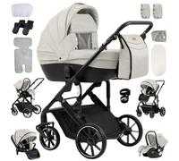 Reenborn Poussette 4 en 1, Poussette Bebe avec Réversible Deux Façons de Pousser, Pousette avec Cadre Aluminium Haute Paysage, Pousette 4 en 1 avec Conception Pliable en Un Clic (688 Yellowish)