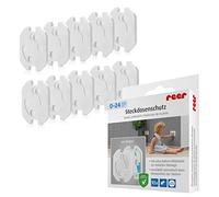 reer 32030 Lot de 10 cache-prises à coller, testés intensivement Blanc