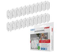 reer 32040 Lot de 20 cache-prises à coller, testés intensivement Blanc