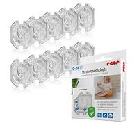 reer 32059 Lot de 10 protections pour prises de courant à coller, testées intensivement Transparent