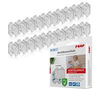 reer 32069 Lot de 20 protections pour prises de courant à coller Transparent