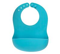 reer Eat'n Tidy Bavoir en silicone pour bébé avec bac récupérateur Passe au lave-vaisselle Bleu