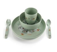 reer Ensemble de vaisselle pour enfant | Motif Little Explorer | Vaisselle en bioplastique pour tout-petits en matériau 100% certifié ISCC | 5 pièces | Sans BPA | Passe au lave-vaisselle