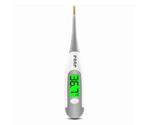 Reer Expresstemp Pro Thermomètre Numérique pour Bébés/Enfants avec Écran Éclairé/Pointe Flexible Durée de Mesure de 10 Secondes Blanc.