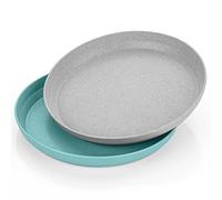 reer Growing Lot de 2 assiettes pour enfants Bleu et Gris Vaisselle durable pour enfants Set de couverts 2 pièces Bleu et Gris Matière première durable Sans mélamine Multicolore