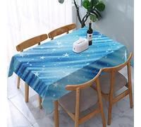 ReesEt Nappe rectangulaire à Motif d'étoiles Bleues Scintillantes, Anti-poussière, décoration de Table, Infroissable, 137x183 cm