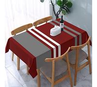 ReesEt Nappe rectangulaire à Rayures Rouges, Grises et Blanches, Anti-poussière, décoration de Table, Infroissable, 137x183 cm