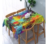 ReesEt Nappe rectangulaire, Arc-en-Ciel d'éclaboussures de Peinture néon, décoration de Table Anti-poussière et Infroissable - 137 x 183 cm
