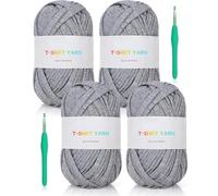 Reessy Fil épais pour crochet, 100 m, tissu élastique pour sac à tricoter, panier, projets de coussin, super facile pour les débutants à apprendre le crochet (gris)