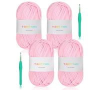 Reessy Fil épais pour crochet, 100 m, tissu élastique pour sac à tricoter, panier, projets de coussin, super facile pour les débutants à apprendre le crochet (rose)