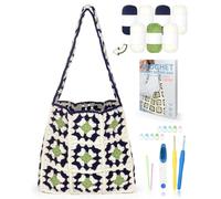 Reessy Kits de crochet pour débutants et adultes, kit de sac de crochet carré pour grand-mère, kit de démarrage au crochet avec instructions étape par étape, crochets et 7 boules de fil, ensemble de