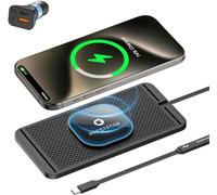 REESTECQI Chargeur de Voiture magnétique sans Fil 15 W pour Chargeur sans Fil Magsafe - Antidérapant de Type C avec Chargeur de Voiture de 40 W pour iPhone 15/14/13/12, Airpods (câble de 30 cm)