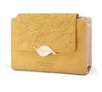 REETEE Portefeuille Femme en Cuir PU Porte Monnaie Femme Petit Format Porte Feuilles pour Femme avec 10 Porte Carte, Porte-Feuille Femmes Zippé Pochette à Monnaie (X-Jaune)