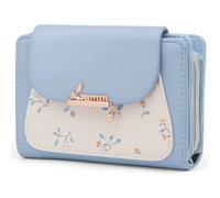 REETEE Portefeuille Femme en Cuir PU Porte Monnaie Femme Petit Format Porte Feuilles pour Femme avec 10 Porte Carte, Porte-Feuille Femmes Zippé Pochette à Monnaie (A-Bleu)