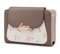 REETEE Portefeuille Femme en Cuir PU Porte Monnaie Femme Petit Format Porte Feuilles pour Femme avec 10 Porte Carte, Porte-Feuille Femmes Zippé Pochette à Monnaie (A-Marron)