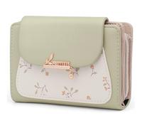 REETEE Portefeuille Femme en Cuir PU Porte Monnaie Femme Petit Format Porte Feuilles pour Femme avec 10 Porte Carte, Porte-Feuille Femmes Zippé Pochette à Monnaie (A-Vert)