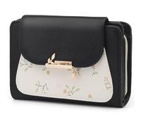 REETEE Portefeuille Femme en Cuir PU Porte Monnaie Femme Petit Format Porte Feuilles pour Femme avec 10 Porte Carte, Porte-Feuille Femmes Zippé Pochette à Monnaie (A-Noir)