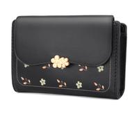 REETEE Portefeuille Femme en Cuir PU Porte Monnaie Femme Petit Format Porte Feuilles pour Femme avec 10 Porte Carte, Porte-Feuille Femmes Zippé Pochette à Monnaie (Noir)