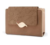 REETEE Portefeuille Femme en Cuir PU Porte Monnaie Femme Petit Format Porte Feuilles pour Femme avec 10 Porte Carte, Porte-Feuille Femmes Zippé Pochette à Monnaie (X-Brun)