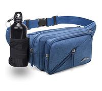 REETEE Sac Banane Homme Femme Sac Sacoche Banane avec Porte Bouteille, Ceinture réglable Sacoche Banane Ville pour Balade Escalade Voyage Randonnée Sport Fanny Pack Waist Pack (Bleu)